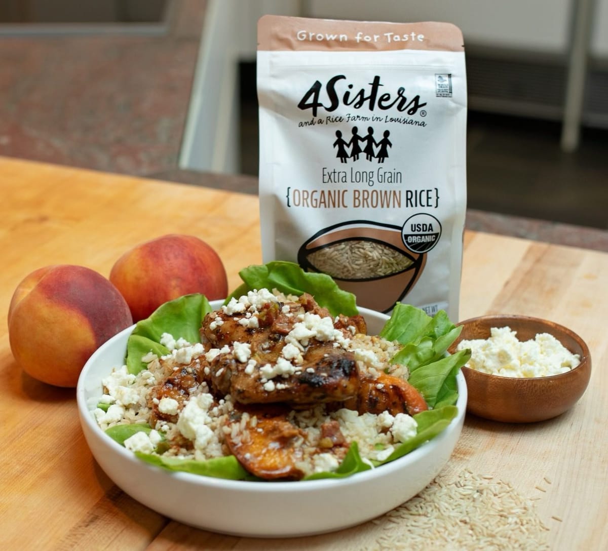 Peachy Grilled Chicken Rice Bowl