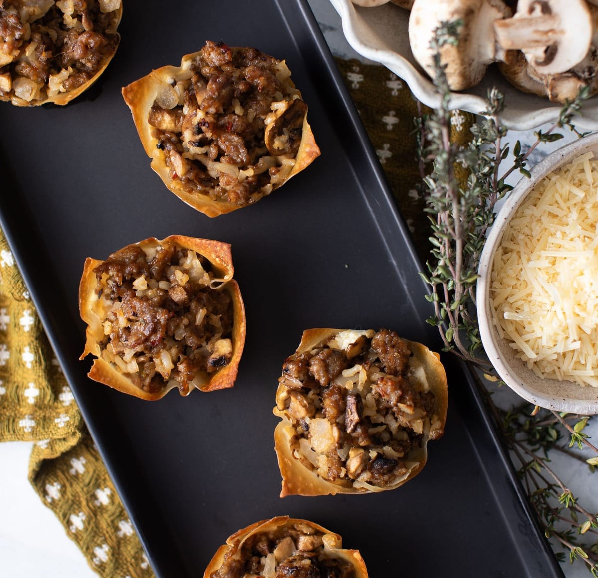 Sausage & Mushroom Wontons