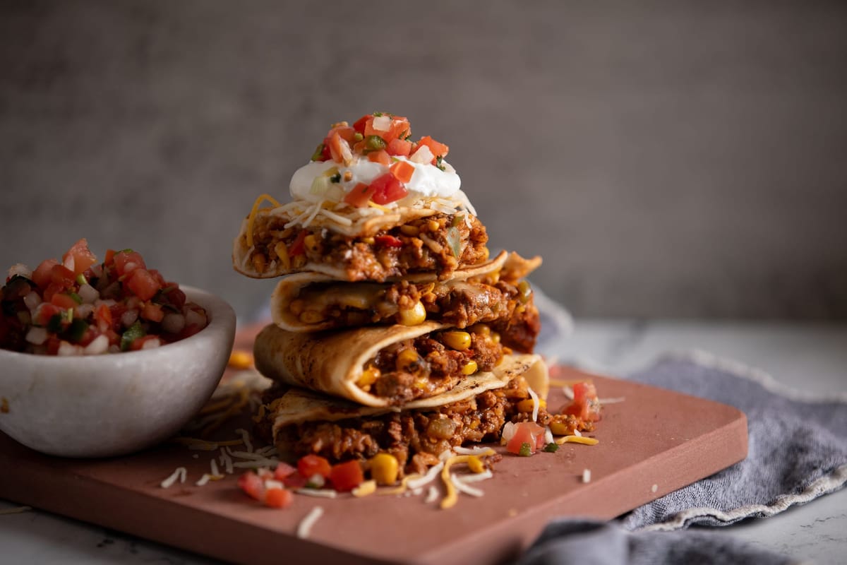 Street Corn & Beef Quesadillas